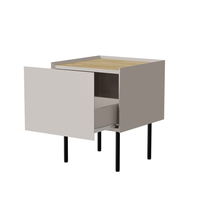 Cama Bedside table, 2 pcs, FELLINI, 40x41x60, cashmere + oiled oak top