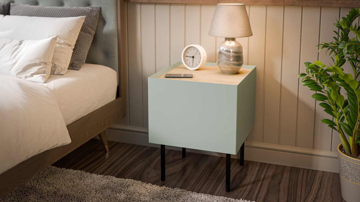 Cama Bedside table, 2 pcs. FELLINI 40x41x60 olive + oiled oak top