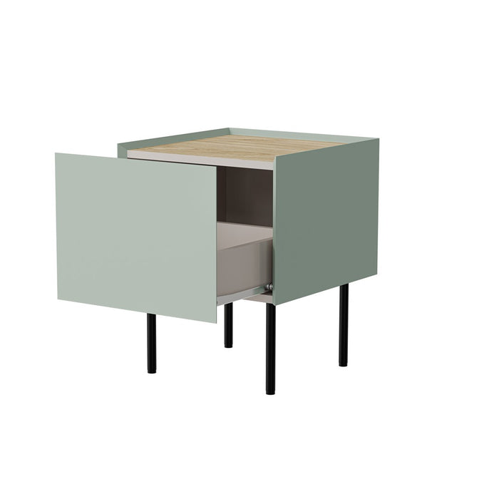 Cama Bedside table, 2 pcs. FELLINI 40x41x60 olive + oiled oak top