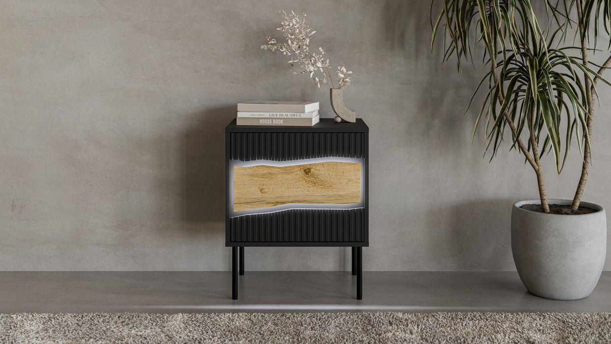 Cama INSERTO bedside cabinet, 2 pcs, 50x40x61.5 cm, black + LED