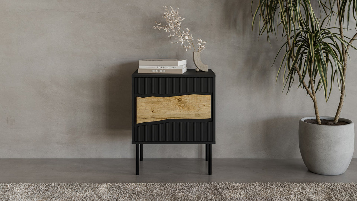 Cama INSERTO bedside cabinet, 2 pcs, 50x40x61.5 cm, black + LED