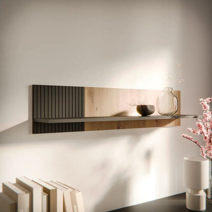 Cama MERCI shelf 110x20x25 black/oak artisan - Furniture wooden shelvesPOL-DRE<<<Furniture shelvesPOL<<<ActionPL