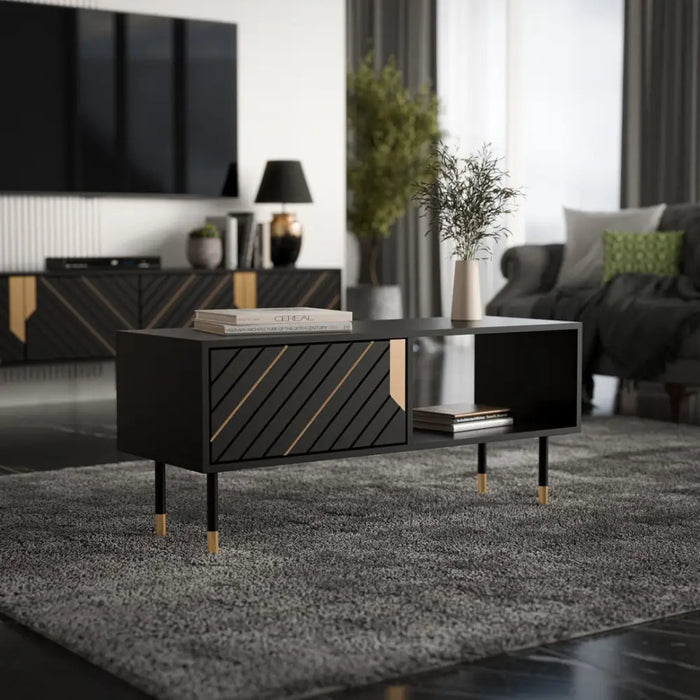 Cama MOUNTAIN bench/table 110x60x46 black + gold - Wooden benches and tablesLIS-DRE<<<Benches and tablesLIS<<<ActionPL