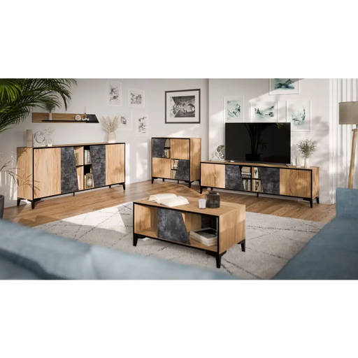 Cama OVO shelf 130x20xH15 oak/concrete - Furniture wooden shelvesPOL-DRE<<<Furniture shelvesPOL<<<ActionPL