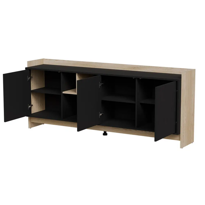 Cama PORTO 3D chest of drawers 190x38x77 oak/black - Chests of drawers made of furniture