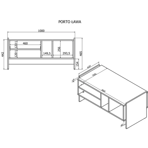 Cama PORTO bench/table 100x50x46 oak/black - Wooden benches and tablesLIS-DRE<<<Benches and tablesLIS<<<ActionPL