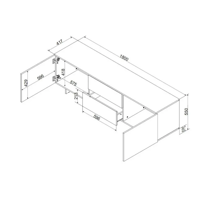Cama RTV 2D2S ALMA cabinet 180x41.5xH55 cashmere - TV cabinets made of furniture boardSTV-ZPM<<<TV