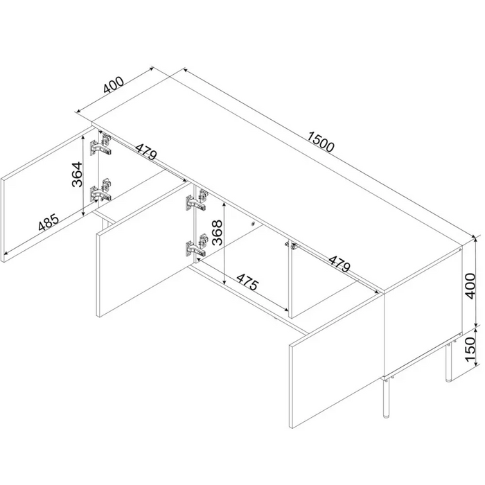 Cama RTV 3D TRESSE cabinet 150x40x55 matte green - TV cabinets made of furniture boardSTV-ZPM<<<TV