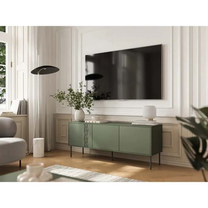 Cama RTV 3D TRESSE cabinet 150x40x55 matte green - TV cabinets made of furniture boardSTV-ZPM<<<TV