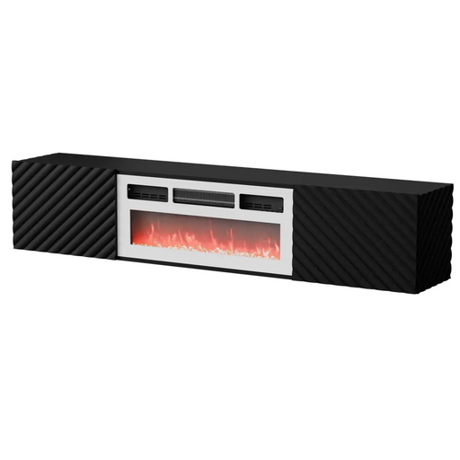 Cama RTV cabinet LARA 183x35x37 black matt + white fireplace - TV cabinets made of furniture boardSTV-ZPM<<<TV