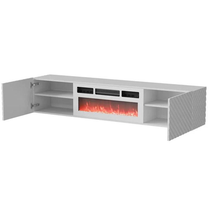 Cama RTV cabinet LARA 183x35x37 white matt + white mantelpiece - TV cabinets made of furniture boardSTV-ZPM<<<TV