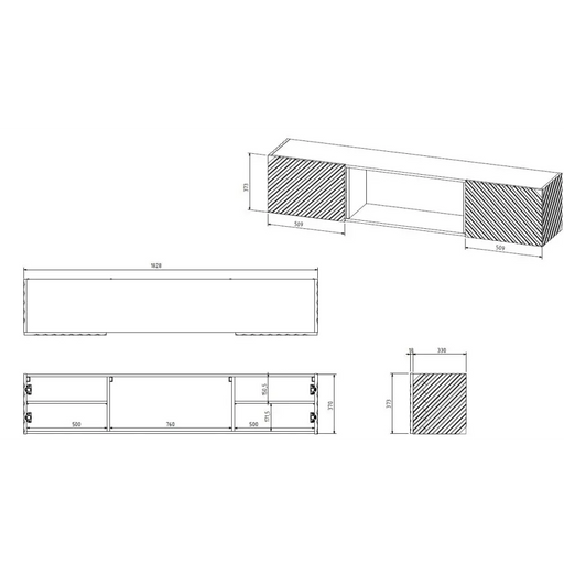 Cama RTV cabinet LARA 183x35x37 white matt + white mantelpiece - TV cabinets made of furniture boardSTV-ZPM<<<TV