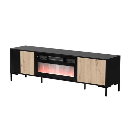 Cama RTV Cabinet MERCI 180 x 40 x 53.5 cm black/oak artisan + fireplace - TV cabinets made of furniture