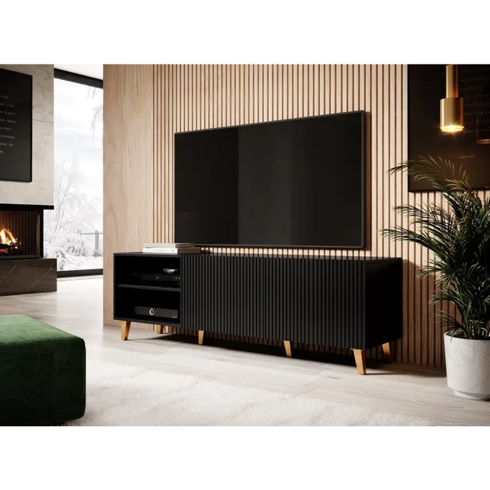 Cama RTV cabinet PAFOS 150x42x52 Black matt - TV cabinets made of furniture boardSTV-ZPM<<<TV cabinetsSTV<<<ActionPL