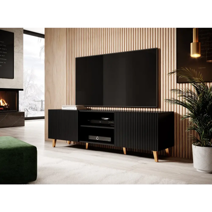 Cama RTV cabinet PAFOS 150x42x52 Black matt - TV cabinets made of furniture boardSTV-ZPM<<<TV cabinetsSTV<<<ActionPL