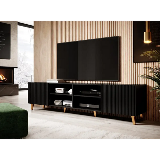 Cama RTV cabinet PAFOS 200x42x52 Black matt - TV cabinets made of furniture boardSTV-ZPM<<<TV cabinetsSTV<<<ActionPL