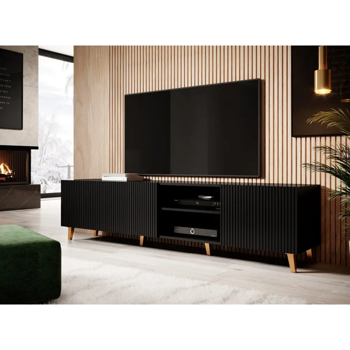 Cama RTV cabinet PAFOS 200x42x52 Black matt - TV cabinets made of furniture boardSTV-ZPM<<<TV cabinetsSTV<<<ActionPL