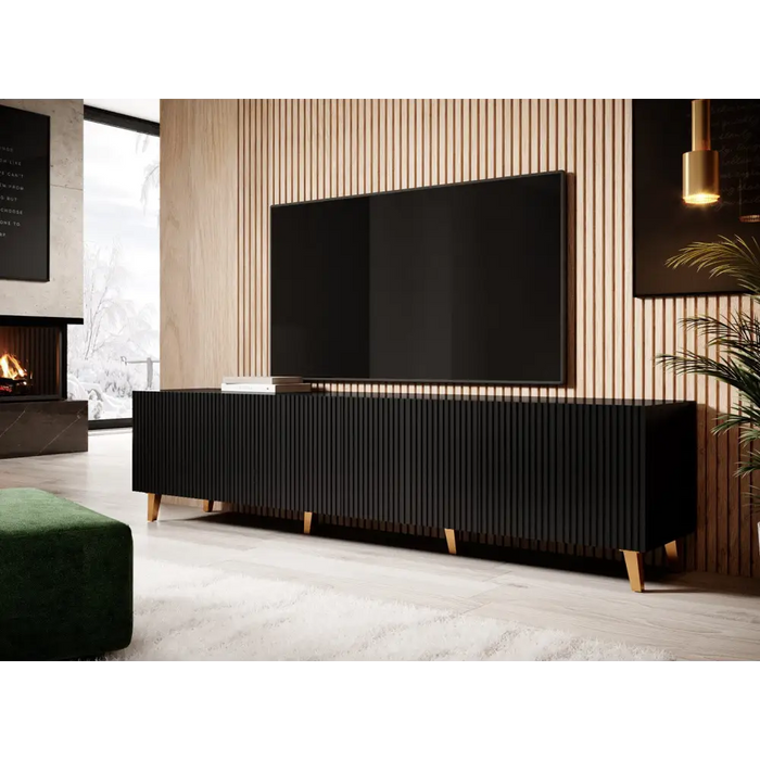 Cama RTV cabinet PAFOS 200x42x52 Black matt - TV cabinets made of furniture boardSTV-ZPM<<<TV cabinetsSTV<<<ActionPL