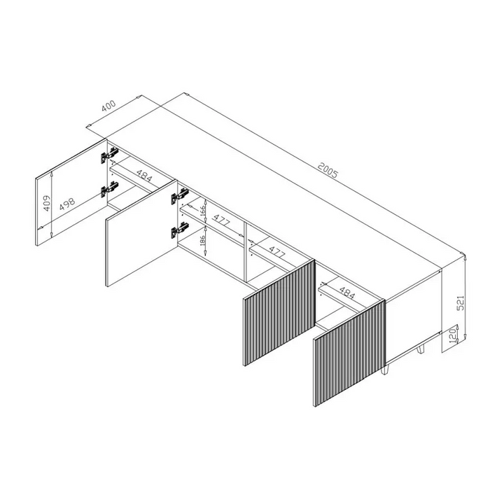 Cama RTV cabinet PAFOS 200x42x52 White matt - TV cabinets made of furniture boardSTV-ZPM<<<TV cabinetsSTV<<<ActionPL