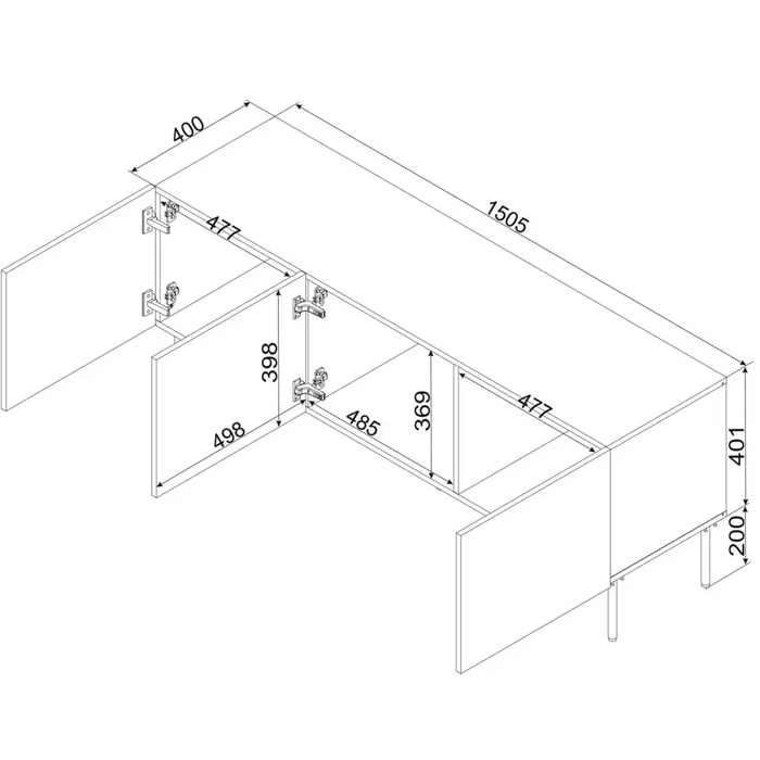 Cama RTV cabinet SIENA 150.5x40x60 cashmere matt - TV cabinets made of furniture boardSTV-ZPM<<<TV