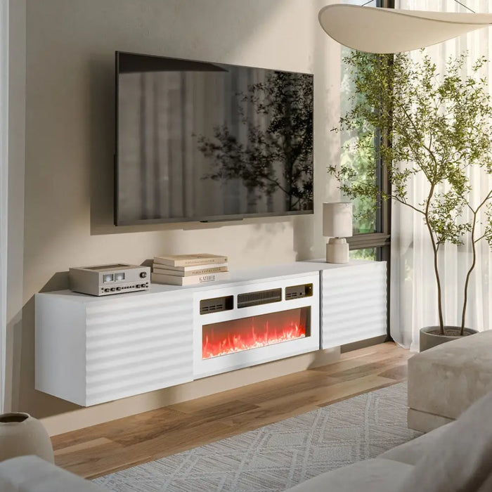 Cama RTV Cabinet TULA 183x35x37 white matt + white mantelpiece - TV cabinets made of furniture boardSTV-ZPM<<<TV