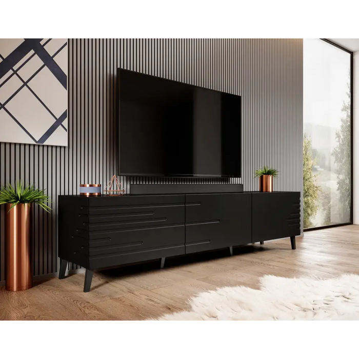Cama RTV NOVA cabinet 186x40x48 mat black - TV cabinets made of furniture boardSTV-ZPM<<<TV cabinetsSTV<<<ActionPL