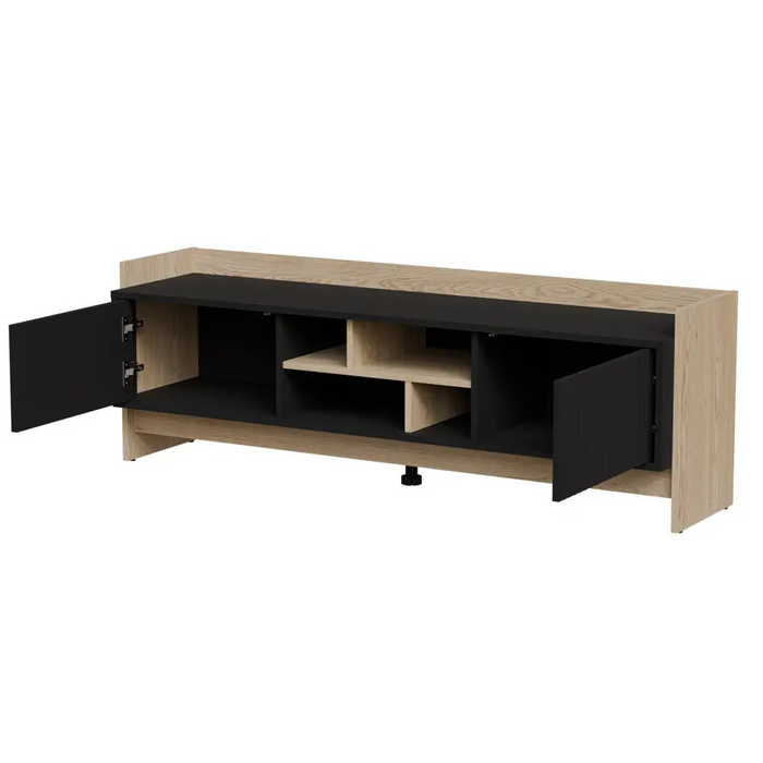Cama RTV PORTO 2D cabinet 150x38x50 oak/black - TV cabinets made of furniture boardSTV-ZPM<<<TV cabinetsSTV<<<ActionPL