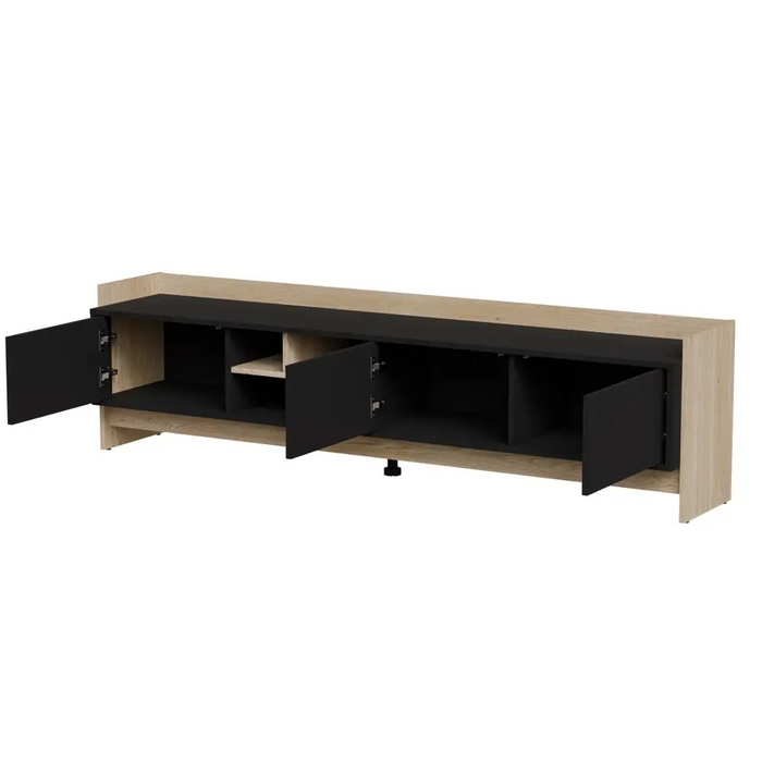 Cama RTV PORTO 3D cabinet 190x38x50 oak/black - TV cabinets made of furniture boardSTV-ZPM<<<TV cabinetsSTV<<<ActionPL