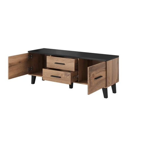 Cama RTV stand LOTTA 140cm wotan oak + matt black - TV cabinets made of furniture boardSTV-ZPM<<<TV