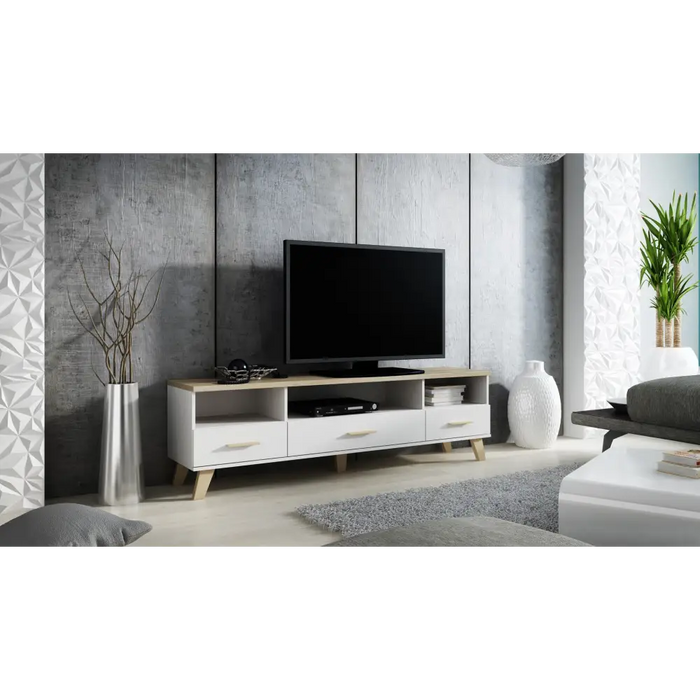 Cama RTV stand LOTTA 180cm white + sonoma oak - TV cabinets made of furniture boardSTV-ZPM<<<TV cabinetsSTV<<<ActionPL