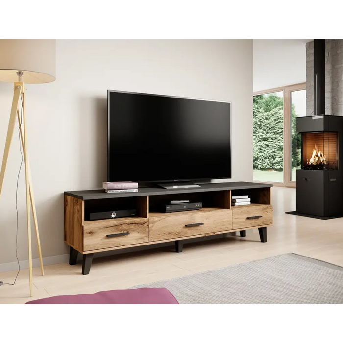 Cama RTV stand LOTTA 180cm wotan oak + mat black - TV cabinets made of furniture boardSTV-ZPM<<<TV