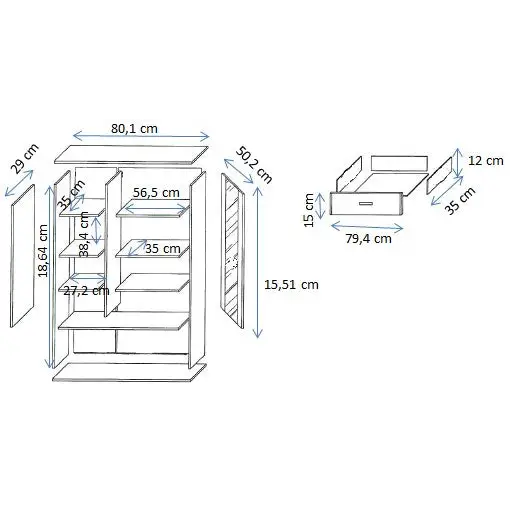 Cama S6 SOHO display cabinet 80x41x192 cashmere + black - Buffets and display cabinets on a wooden