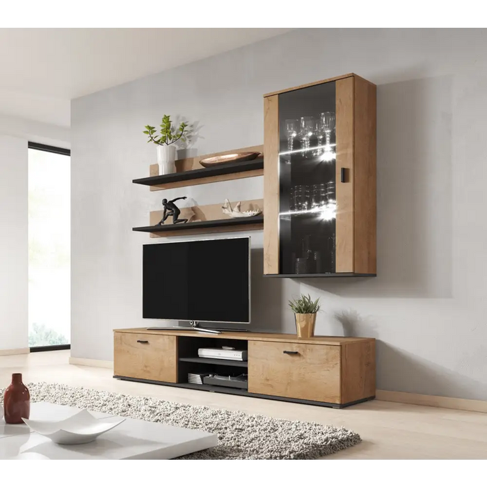 Cama set of two shelves 125cm SOHO lefkas oak/black - Furniture wooden shelvesPOL-DRE<<<Furniture shelvesPOL<<<ActionPL