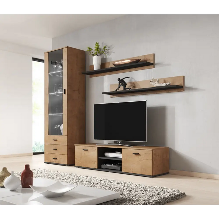 Cama set of two shelves 125cm SOHO lefkas oak/black - Furniture wooden shelvesPOL-DRE<<<Furniture shelvesPOL<<<ActionPL