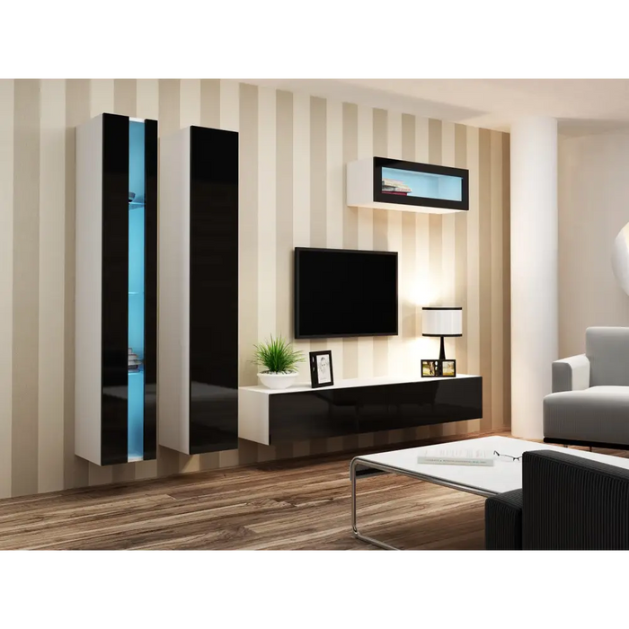 Cama Shelf unit VIGO NEW 180/40/30 white/black gloss - Wooden shelvesRGA-DRE<<<ShelvesRGA<<<ActionPL