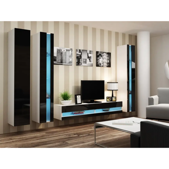 Cama Shelf unit VIGO NEW 180/40/30 white/black gloss - Wooden shelvesRGA-DRE<<<ShelvesRGA<<<ActionPL