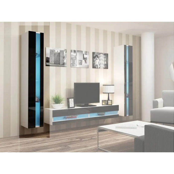 Cama Shelf unit VIGO NEW 180/40/30 white/black gloss - Wooden shelvesRGA-DRE<<<ShelvesRGA<<<ActionPL