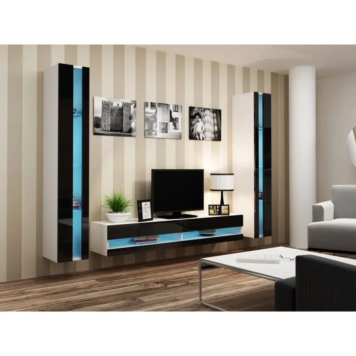 Cama Shelf unit VIGO NEW 180/40/30 white/black gloss - Wooden shelvesRGA-DRE<<<ShelvesRGA<<<ActionPL
