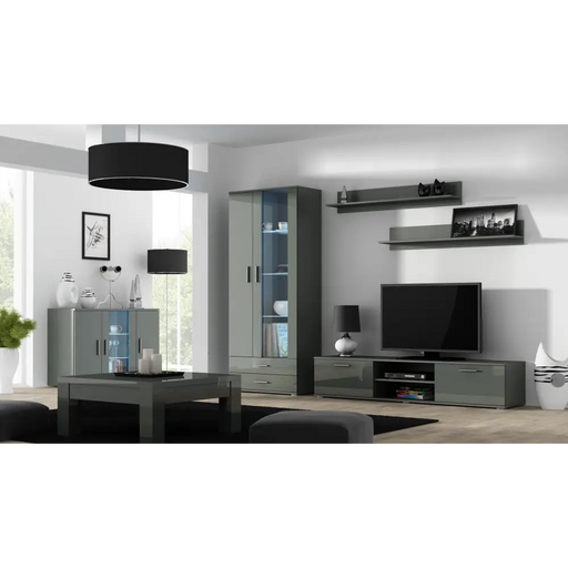 Cama sideboard 120 cm SOHO S7 grey/grey gloss - Chests of drawers made of furniture boardKOY-ZPM<<<ChestsKOY<<<ActionPL