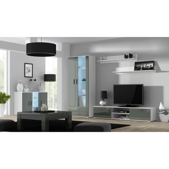 Cama sideboard 120 cm SOHO S7 white/grey gloss - Chests of drawers made of furniture boardKOY-ZPM<<<ChestsKOY<<<ActionPL