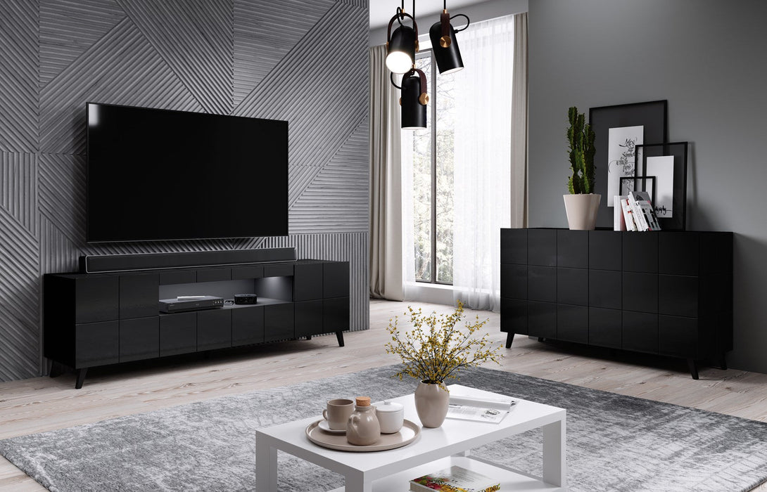Cama sideboard 2D REJA black gloss/black gloss - Chests of drawers made of furniture boardKOY-ZPM<<<ChestsKOY<<<ActionPL