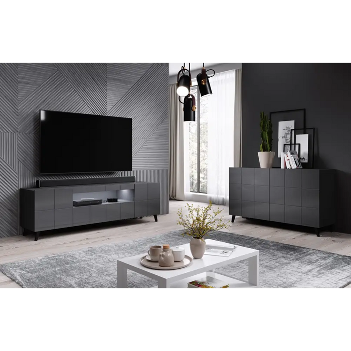 Cama sideboard 2D REJA graphite grey gloss/graphite grey gloss - Chests of drawers made of furniture