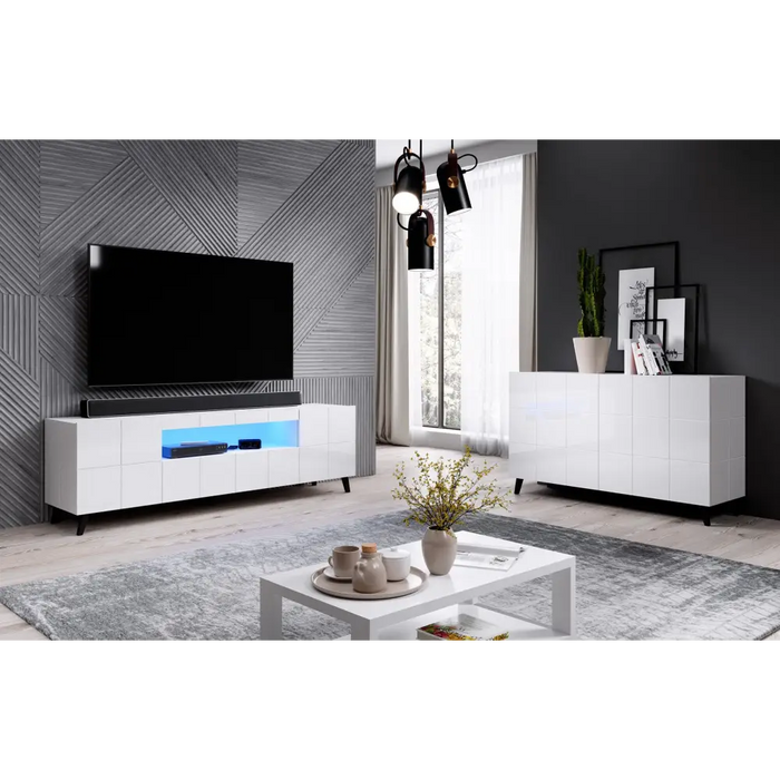 Cama sideboard 2D REJA white gloss/white gloss - Chests of drawers made of furniture boardKOY-ZPM<<<ChestsKOY<<<ActionPL