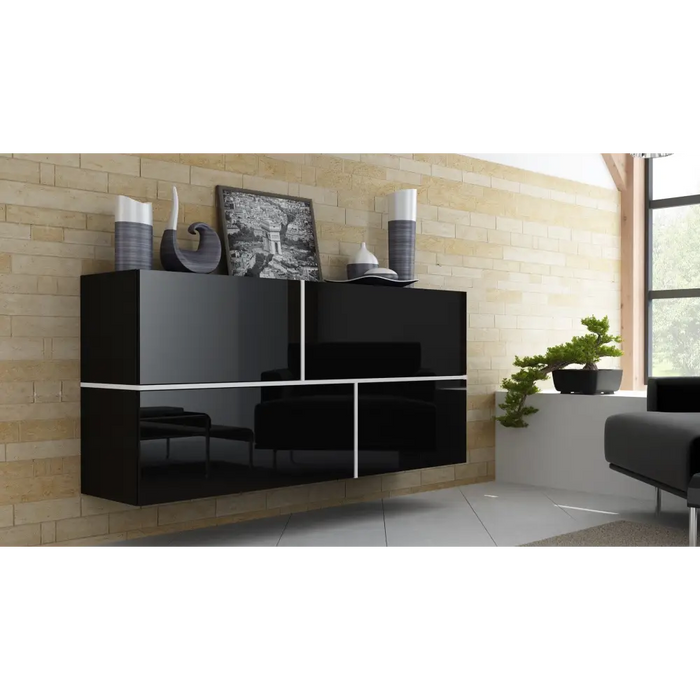 Cama sideboard GOYA 170/40/80 black/black gloss + white - Chests of drawers made of furniture