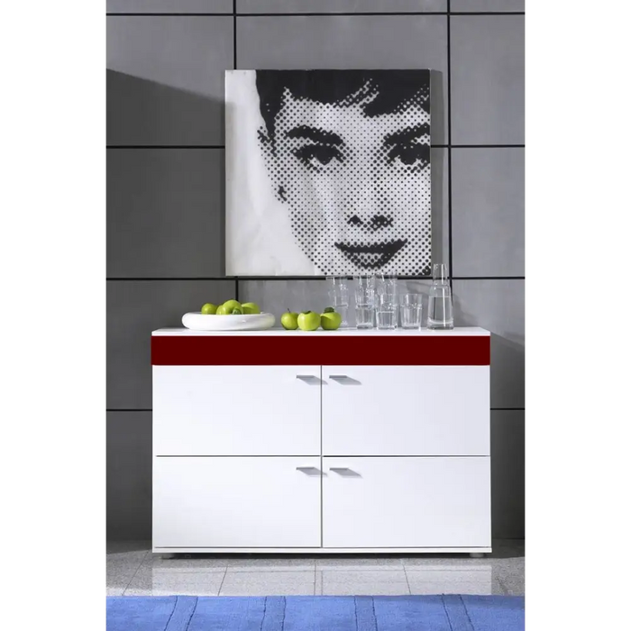 Cama sideboard LOGO II BLACK 120/42/78 white/bordeaux gloss - Chests of drawers made of furniture