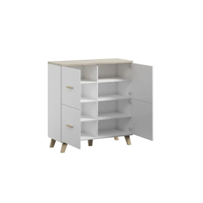 Cama sideboard LOTTA 110 4D white + sonoma oak - Chests of drawers on a wooden baseKOY-DRP<<<ChestsKOY<<<ActionPL