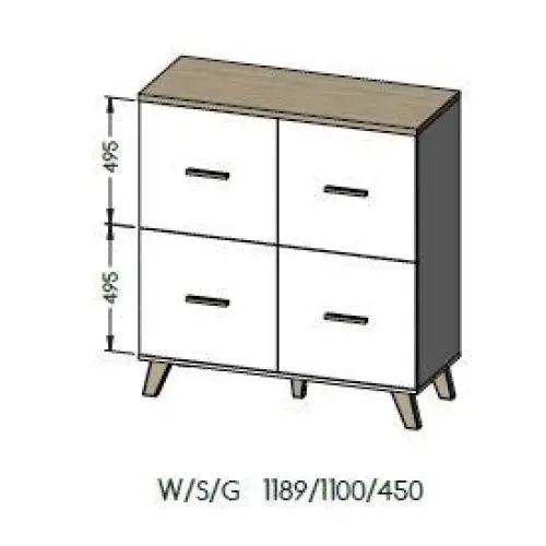 Cama sideboard LOTTA 110 4D wotan oak + mat black - Chests of drawers made of furniture