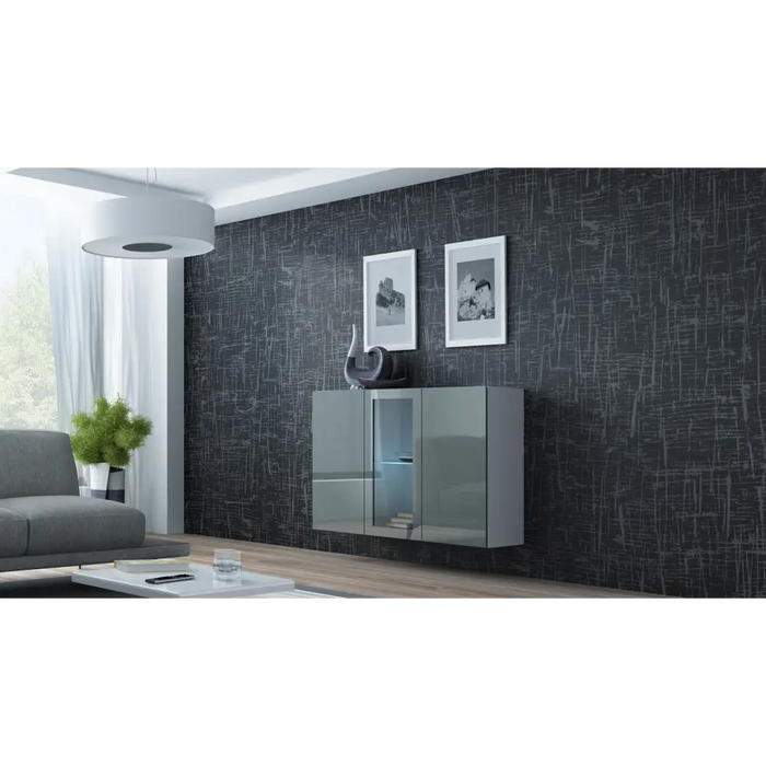 Cama Sideboard VIGO 90/120/38 white/grey glossy - Chests of drawers made of furniture