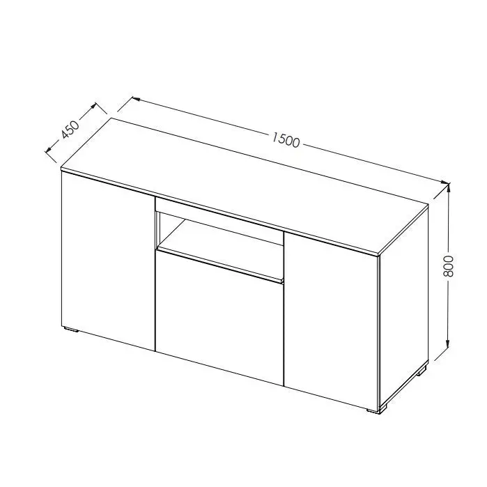 Cama sideboard VIVA 150 black/black gloss + white - Chests of drawers made of furniture