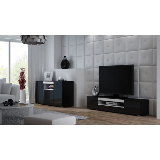 Cama sideboard VIVA 150 black/black gloss + white - Chests of drawers made of furniture